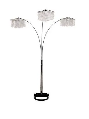 International 6932 3 Light Crystal Inspirational Arch Floor Lamp, 97" x 17.5" x 19", Silver International 6932 3 Light Crystal Inspirational Arch Floor Lamp, 97" x 17.5" x 19", Silver