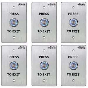 6 Pack FPC-7498 VIS-7001 Indoor Outdoor Weather Waterproof IP65 Stainless Steel Door Bell Type Round Request To Exit Button Standard Size Door Access Control with LED Light NC COM NO Outputs 6 Pack FPC-7498 VIS-7001 Indoor Outdoor Weather Waterproof IP65 Stainless Steel Door Bell Type Round Request To Exit Button Standard Size Door Access Control with LED Light NC COM NO Outputs