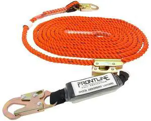 Frontline VLP200R3L Premium Vertical Lifeline with Openable Rope Grab 200' and Shock Pack | High Tenacity Polyester Material | Double Locking Closing Mechanism | OSHA & ANSI Compliant Frontline VLP200R3L Premium Vertical Lifeline with Openable Rope Grab 200' and Shock Pack | High Tenacity Polyester Material | Double Locking Closing Mechanism | OSHA & ANSI Compliant