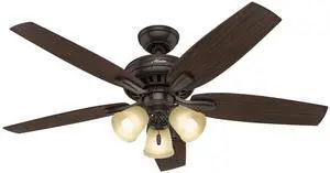 52 inch Indoor Ceiling Fan with LED Lights - Bronze Ceiling Fan with Pull Chain, For Bedroom or Living Room, Standard Mount, No Remote, 5 Blades, Includes Bulbs - Newsome 53317, Premier Bronze 52 inch Indoor Ceiling Fan with LED Lights - Bronze Ceiling Fan with Pull Chain, For Bedroom or Living Room, Standard Mount, No Remote, 5 Blades, Includes Bulbs - Newsome 53317, Premier Bronze