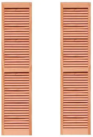 SHL59 Exterior Solid Wood Louvered Window Shutters, 15" x 59", Unfinished Pine SHL59 Exterior Solid Wood Louvered Window Shutters, 15" x 59", Unfinished Pine