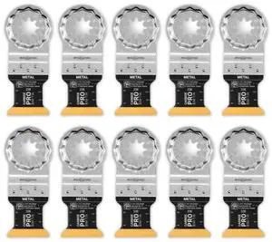 Starlock E-Cut Carbide Pro Saw Blade - Precision Cutting for Hard Metals, Tempered Screws and Abrasive Materials, TiN Coated, 1-1/4" Width, 1-5/8" Length, 10-Pack - 63502236290 Starlock E-Cut Carbide Pro Saw Blade - Precision Cutting for Hard Metals, Tempered Screws and Abrasive Materials, TiN Coated, 1-1/4" Width, 1-5/8" Length, 10-Pack - 63502236290