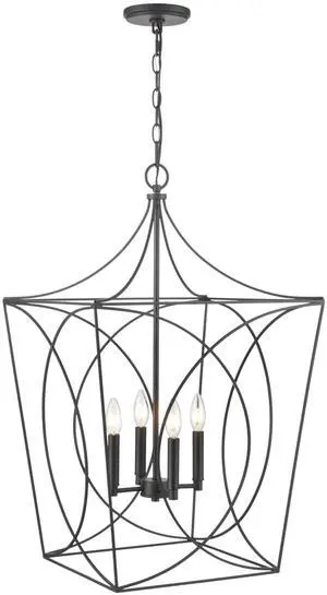 Tracy - 4 Light Pendant-30.5 Inches Tall and 18 Inches Wide-Matte Black Finish -Traditional Installation Tracy - 4 Light Pendant-30.5 Inches Tall and 18 Inches Wide-Matte Black Finish -Traditional Installation