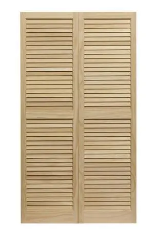 SHL55 Exterior Solid Wood Louvered Window Shutters, 15" x 55", Unfinished Pine SHL55 Exterior Solid Wood Louvered Window Shutters, 15" x 55", Unfinished Pine