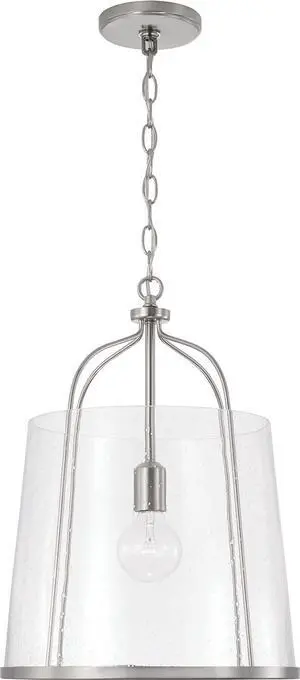 HomePlace Lighting 347011BN Madison Transitional Clear Seeded Glass Pendant Light Fixture, 1-Light 100 Watt, 19" H x 14" W, Brushed/Satin Nickel HomePlace Lighting 347011BN Madison Transitional Clear Seeded Glass Pendant Light Fixture, 1-Light 100 Watt, 19" H x 14" W, Brushed/Satin Nickel