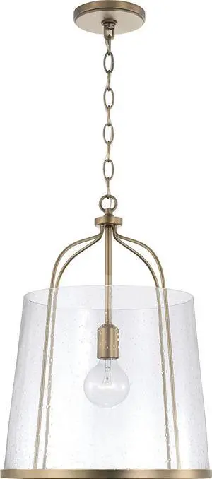 HomePlace Lighting 347011AD Madison Transitional Clear Seeded Glass Pendant Light Fixture, 1-Light 100 Watt, 19" H x 14" W, Brass HomePlace Lighting 347011AD Madison Transitional Clear Seeded Glass Pendant Light Fixture, 1-Light 100 Watt, 19" H x 14" W, Brass