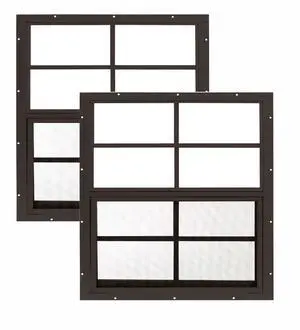 24x27 Shed Windows, Flush Mount Sliding Windows with Tempered Glass & Screens, Brown, 2-Pack 24x27 Shed Windows, Flush Mount Sliding Windows with Tempered Glass & Screens, Brown, 2-Pack