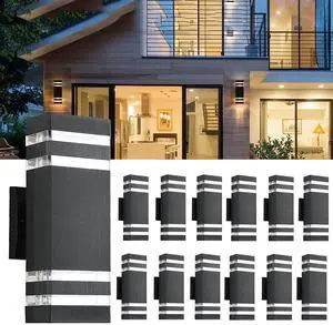 12Pack 12inch LED Square Up&Down Outdoor Wall Lights,4000K Day White 14W Outdoor Wall Light Aluminum Body Waterproof IP65 led Porch Wall Light for House Patio Garage Garden 12Pack 12inch LED Square Up&Down Outdoor Wall Lights,4000K Day White 14W Outdoor Wall Light Aluminum Body Waterproof IP65 led Porch Wall Light for House Patio Garage Garden