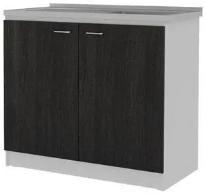 Napoles 39 inch Utility Sink with Cabinet, Stainless Steel Countertop, Double Doors, Freestanding, White and Black Napoles 39 inch Utility Sink with Cabinet, Stainless Steel Countertop, Double Doors, Freestanding, White and Black