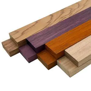Imported Exotic Hardwood Variety Pack - Red Zebrawood, Purpleheart, Padauk, Okoume - 3/4" x 2" (8 Pcs) (3/4" x 2" x 48") Imported Exotic Hardwood Variety Pack - Red Zebrawood, Purpleheart, Padauk, Okoume - 3/4" x 2" (8 Pcs) (3/4" x 2" x 48")