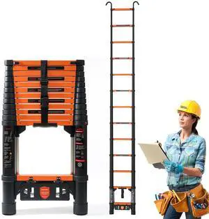 Telescopic Ladder,12.5 FT Extension Ladder,Aluminum Ladder for RV Home Outdoor, 330lbs Max Capacity, One Bottom Retraction Ladder Telescopic Ladder,12.5 FT Extension Ladder,Aluminum Ladder for RV Home Outdoor, 330lbs Max Capacity, One Bottom Retraction Ladder
