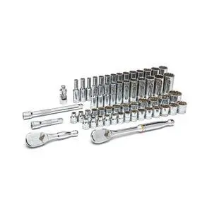 57 Pc. 3/8" Drive 12 Pt. Mechanics Tool Set, Standard & Deep, SAE/Metric - 80551 57 Pc. 3/8" Drive 12 Pt. Mechanics Tool Set, Standard & Deep, SAE/Metric - 80551