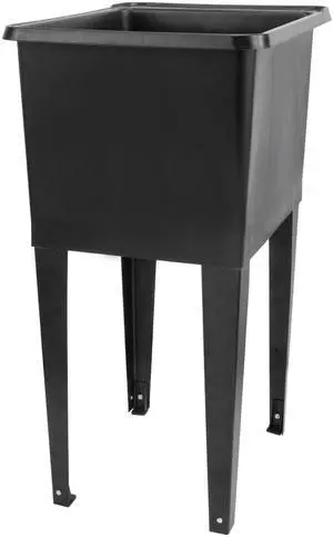 Black Space Saver Utility Sink by, Freestanding Tehila Space Saving Laundry Tub, Black Metal Legs with P-Trap Kit Black Space Saver Utility Sink by, Freestanding Tehila Space Saving Laundry Tub, Black Metal Legs with P-Trap Kit