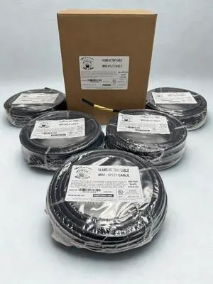 14 AWG 4-Conductor Stranded Mini-Split Power Cable 100% Copper 5 x 50 FT (Black) UL Listed, 600V Indoor/Outdoor - Made in USA (5, Medium) 14 AWG 4-Conductor Stranded Mini-Split Power Cable 100% Copper 5 x 50 FT (Black) UL Listed, 600V Indoor/Outdoor - Made in USA (5, Medium)