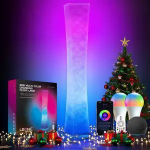 LEONC RGB+CCT Floor Lamp with Remote, 1800lm LED Tuya Smart 9W×2 Bulbs, 65" Smart Modern Floor Lamp with Alexa, Music Sync and 16 Million Colors, Color Changing Standing Lamp for Bedroom Living Room LEONC RGB+CCT Floor Lamp with Remote, 1800lm LED Tuya Smart 9W×2 Bulbs, 65" Smart Modern Floor Lamp with Alexa, Music Sync and 16 Million Colors, Color Changing Standing Lamp for Bedroom Living Room