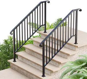 2 Pack Handrails for Outdoor Steps, 5 Step Wrought Iron Stair Railing Kit Fits 4 or 5 Steps, Metal Hand Rail with Installation Kit, Staircase Handrails for Concrete, Porch, Deck Steps, Black 2 Pack Handrails for Outdoor Steps, 5 Step Wrought Iron Stair Railing Kit Fits 4 or 5 Steps, Metal Hand Rail with Installation Kit, Staircase Handrails for Concrete, Porch, Deck Steps, Black