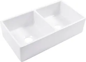 Turner Fireclay Farmhouse Apron Front Kitchen Sink, White, Handcrafted with SureFire Chip-Resistant Glaze, Everyday Promise (Crisp White, 33 Inch Double Bowl) Turner Fireclay Farmhouse Apron Front Kitchen Sink, White, Handcrafted with SureFire Chip-Resistant Glaze, Everyday Promise (Crisp White, 33 Inch Double Bowl)