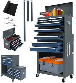 13-drawer Rolling Tool Chest,Tool Box Organizer with Wheels,Large Tool Storage Cabinet with Sliding Drawers,High Capacity Tool Chest with Locking System (Blue&Grey) 13-drawer Rolling Tool Chest,Tool Box Organizer with Wheels,Large Tool Storage Cabinet with Sliding Drawers,High Capacity Tool Chest with Locking System (Blue&Grey)