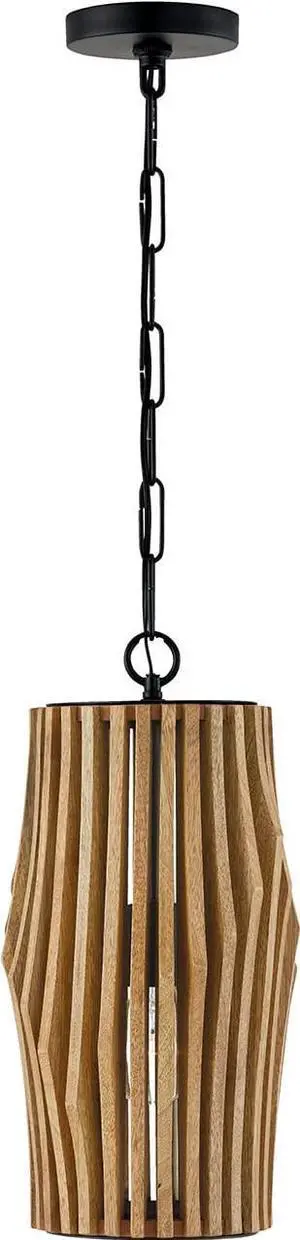 344613WK Archer Modern Artisan-Crafted Mango Wood Mini Pendant Ceiling Light Fixture, 1-Light 100 Watt, 17" H x 9" W, Light Wood and Matte Black 344613WK Archer Modern Artisan-Crafted Mango Wood Mini Pendant Ceiling Light Fixture, 1-Light 100 Watt, 17" H x 9" W, Light Wood and Matte Black