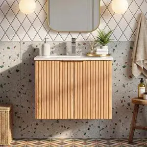 24 Inch Bathroom Vanity with Sink, Wall Mounted Floating Cabinet with Ceramic Basin, Waterproof Engineered Wood for Powder Room & Small Bathroom 24 Inch Bathroom Vanity with Sink, Wall Mounted Floating Cabinet with Ceramic Basin, Waterproof Engineered Wood for Powder Room & Small Bathroom