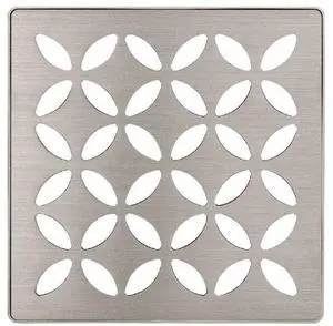 Kerdi-Drain Grate Kit with Integrated Slope Bonding Flange - Ideal for Bathroom or Wet Rooms - 4" Brushed Nickel Floral, Adjustable - KDIF4GRKEBTD5 Kerdi-Drain Grate Kit with Integrated Slope Bonding Flange - Ideal for Bathroom or Wet Rooms - 4" Brushed Nickel Floral, Adjustable - KDIF4GRKEBTD5