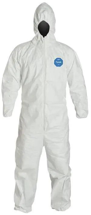 Tyvek TY127S Disposable Coverall with Respirator-Fit Hood and Elastic Cuff, White, X-Large, 1-Pack Tyvek TY127S Disposable Coverall with Respirator-Fit Hood and Elastic Cuff, White, X-Large, 1-Pack