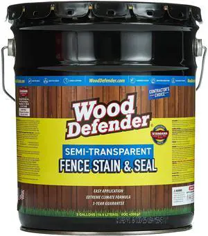 Semi-Transparent Fence Stain and Seal Black 5-Gallon | Oil-Based Exterior Fence Coating| Long-Lasting Color Protection for Wood Fences Semi-Transparent Fence Stain and Seal Black 5-Gallon | Oil-Based Exterior Fence Coating| Long-Lasting Color Protection for Wood Fences