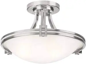 Deco Modern Ceiling Light Semi Flush-Mount Fixture 16" Wide Brushed Nickel 2-Light White Marbleized Glass Bowl Shade for Bedroom Kitchen Living Room Hallway Dining Bathroom Deco Modern Ceiling Light Semi Flush-Mount Fixture 16" Wide Brushed Nickel 2-Light White Marbleized Glass Bowl Shade for Bedroom Kitchen Living Room Hallway Dining Bathroom