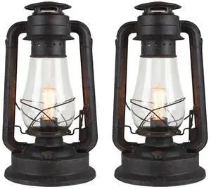 Electric Lantern Table lamp with dimmer with Hand Finished Rust Patina Electric Lantern Table lamp with dimmer with Hand Finished Rust Patina