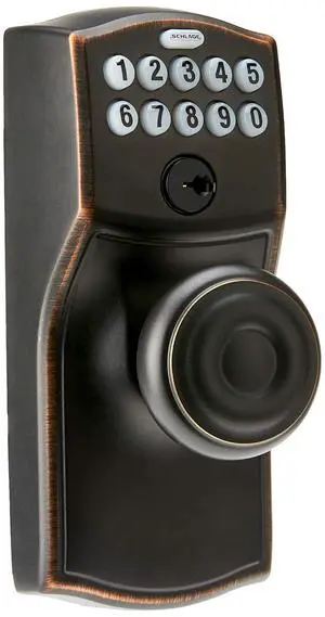 FE595 CAM 716 16-211 10-063 Camelot by Georgian Keypad Knob with Flex Lock, Aged Bronze FE595 CAM 716 16-211 10-063 Camelot by Georgian Keypad Knob with Flex Lock, Aged Bronze