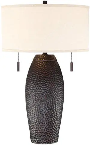 Noah Rustic Farmhouse Industrial Vintage Table Lamp with Dimmer and USB Charging Port 31" Tall Bronze Oatmeal Drum Shade for Living Room Bedroom House Bedside Nightstand Home Noah Rustic Farmhouse Industrial Vintage Table Lamp with Dimmer and USB Charging Port 31" Tall Bronze Oatmeal Drum Shade for Living Room Bedroom House Bedside Nightstand Home