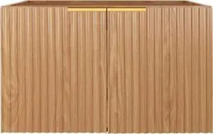 Modern Bathroom Vanity with Wavy Textured Doors - Wall Mounted Floating Cabinet, Soft-Close Waterproof Storage for Small Bathroom, Easy Install (Nature Without Sink, 36) Modern Bathroom Vanity with Wavy Textured Doors - Wall Mounted Floating Cabinet, Soft-Close Waterproof Storage for Small Bathroom, Easy Install (Nature Without Sink, 36)