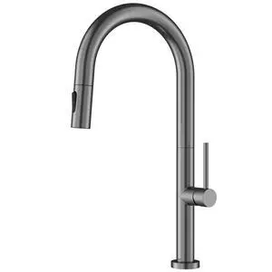 Brynford Single-Handle Pull-Down Kitchen Faucet 2-Function Spray Head, High-Arc Spout, Modern 25mm Thin Profile, Spot-Free Finish, 26½ Braided Retractable Hose (Spot Free Gunmetal Grey) Brynford Single-Handle Pull-Down Kitchen Faucet 2-Function Spray Head, High-Arc Spout, Modern 25mm Thin Profile, Spot-Free Finish, 26½ Braided Retractable Hose (Spot Free Gunmetal Grey)