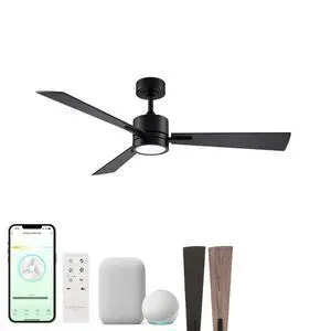 Bali 42in 3-Blade Smart Indoor or Outdoor Ceiling Fan 2700K-6000K CCT Tunable Range LED Light Kit in Matte Black with Reversible Black and Weathered Wood Blades Works With iOS or Android App Bali 42in 3-Blade Smart Indoor or Outdoor Ceiling Fan 2700K-6000K CCT Tunable Range LED Light Kit in Matte Black with Reversible Black and Weathered Wood Blades Works With iOS or Android App