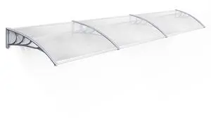 116" x 38.6" Window Awning Outdoor Polycarbonate Door Shade Patio Cover Canopy, 6055-4012(Clear Board with Gray Bracket) 116" x 38.6" Window Awning Outdoor Polycarbonate Door Shade Patio Cover Canopy, 6055-4012(Clear Board with Gray Bracket)