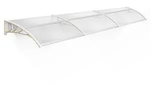 115.9" x 37.8" Window Awning Outdoor Polycarbonate Door Shade Patio Cover Canopy, 6055-4012 (Clear Board with White Bracket) 115.9" x 37.8" Window Awning Outdoor Polycarbonate Door Shade Patio Cover Canopy, 6055-4012 (Clear Board with White Bracket)