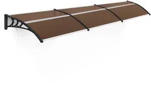 115.9" x 37.8" Window Awning Outdoor Polycarbonate Door Shade Patio Cover Canopy, 6055-4012 (Brown Board with Black Bracket) 115.9" x 37.8" Window Awning Outdoor Polycarbonate Door Shade Patio Cover Canopy, 6055-4012 (Brown Board with Black Bracket)