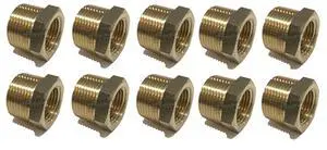 Brass REDUCING HEX Bushing 3/4" Male NPT X 1/2" Female NPT Fuel/AIR/Water/Oil/Gas WOG (Qty 050) Brass REDUCING HEX Bushing 3/4" Male NPT X 1/2" Female NPT Fuel/AIR/Water/Oil/Gas WOG (Qty 050)