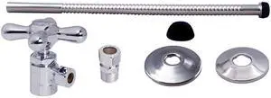 D1712T-26 Toilet Supply Line Kit includes 12" Corrugated Riser, Cross Handle Angle Stop Shut Off Valve, Compression Adaptor and Flanges, Polished Chrome D1712T-26 Toilet Supply Line Kit includes 12" Corrugated Riser, Cross Handle Angle Stop Shut Off Valve, Compression Adaptor and Flanges, Polished Chrome