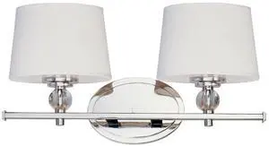 Lighting Rondo 2-Light Bath Vanity Light | Polished Nickel Finish | Transitional Indoor Light Fixture | Ideal for Bathrooms & Powder Rooms | Dimmable Damp Rated | 12762WTPN Lighting Rondo 2-Light Bath Vanity Light | Polished Nickel Finish | Transitional Indoor Light Fixture | Ideal for Bathrooms & Powder Rooms | Dimmable Damp Rated | 12762WTPN