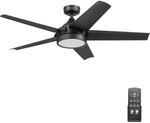 Byard 52 Inch Indoor and Outdoor Ceiling Fan with Color Changing LED Light and Remote Control, 5 Blades, Matte Black Byard 52 Inch Indoor and Outdoor Ceiling Fan with Color Changing LED Light and Remote Control, 5 Blades, Matte Black