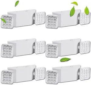 6 Pack LED Emergency Lights Fixture, Commercial Emergency Lights with Battery Backup, Square 2 Head Adjustable Emergency Light for Home & Business, Emergency exit Sign Light AC110V-277V 6 Pack LED Emergency Lights Fixture, Commercial Emergency Lights with Battery Backup, Square 2 Head Adjustable Emergency Light for Home & Business, Emergency exit Sign Light AC110V-277V