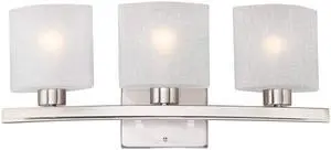 Modern Wall Mount Light Brushed Nickel Silver Hardwired 23 1/2" Wide 3-Light Fixture Curved Frame White Linen Glass Shade for Bedroom Bathroom Vanity Reading Living Room Hallway Modern Wall Mount Light Brushed Nickel Silver Hardwired 23 1/2" Wide 3-Light Fixture Curved Frame White Linen Glass Shade for Bedroom Bathroom Vanity Reading Living Room Hallway