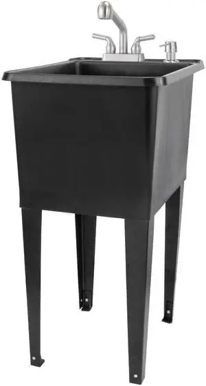 Space Saver Utility Sink by, Pull-Out Faucet, Soap Dispenser, Black Tub (Stainless) Space Saver Utility Sink by, Pull-Out Faucet, Soap Dispenser, Black Tub (Stainless)