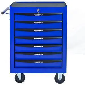 Rolling Metal Tool Chest with 7 Drawers, 20" 7-Drawer Tool Chest Cabinet with Ball Bearing Drawer Slides, Steel Tool Storage Box Organizer -BLACK&BLUE Rolling Metal Tool Chest with 7 Drawers, 20" 7-Drawer Tool Chest Cabinet with Ball Bearing Drawer Slides, Steel Tool Storage Box Organizer -BLACK&BLUE