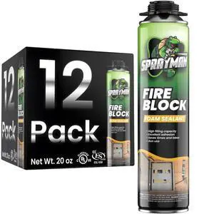 Orange Fire Block Expanding Spray Foam - (12x20oz) Professional Gun Use Polyurethane Spray for Electrical Outlets & Water Pipes, B2 Fire Rated Foam - Gun Not Included - 12 Pack Orange Fire Block Expanding Spray Foam - (12x20oz) Professional Gun Use Polyurethane Spray for Electrical Outlets & Water Pipes, B2 Fire Rated Foam - Gun Not Included - 12 Pack