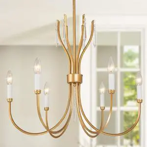 Antique Gold Chandelier for Dining Room, 6-Light Gold Chandeliers with Crystal, Vintage Modern Chandelier Hanging Light Fixtures in Brushed Finish for Kitchen Island, Living Room, Foyer Antique Gold Chandelier for Dining Room, 6-Light Gold Chandeliers with Crystal, Vintage Modern Chandelier Hanging Light Fixtures in Brushed Finish for Kitchen Island, Living Room, Foyer