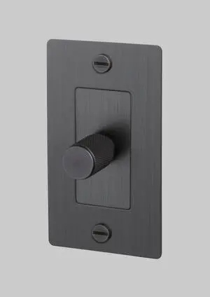 Buster and Punch 1 Gang Single LED Dimmer Switch Cross Knurl Smoked Bronze Without Logo Buster and Punch 1 Gang Single LED Dimmer Switch Cross Knurl Smoked Bronze Without Logo