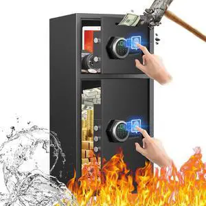 6.5 Cu Ft Fireproof Waterproof Safe Box with Fingerprint & Password Lock, LED Light, Deposit Slot & Dual Alarm System, Large Home Security Safe for Documents, Cash, Pistols, Valuables 6.5 Cu Ft Fireproof Waterproof Safe Box with Fingerprint & Password Lock, LED Light, Deposit Slot & Dual Alarm System, Large Home Security Safe for Documents, Cash, Pistols, Valuables