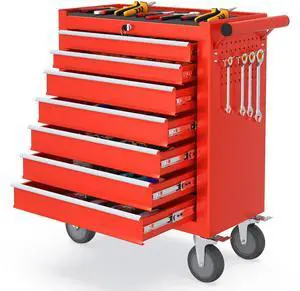 7 Drawers Rolling Tool Chest, Portable Storage Tool Box with Wheels, Tool Chest with Lock for Warehouse, Garage, Repair Shop and Tool Room 7 Drawers Rolling Tool Chest, Portable Storage Tool Box with Wheels, Tool Chest with Lock for Warehouse, Garage, Repair Shop and Tool Room